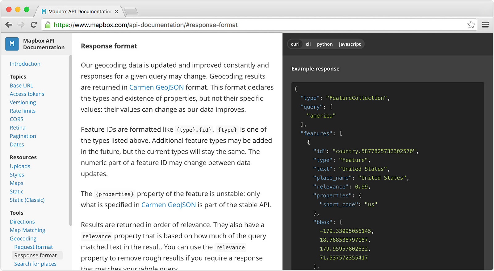 api docs